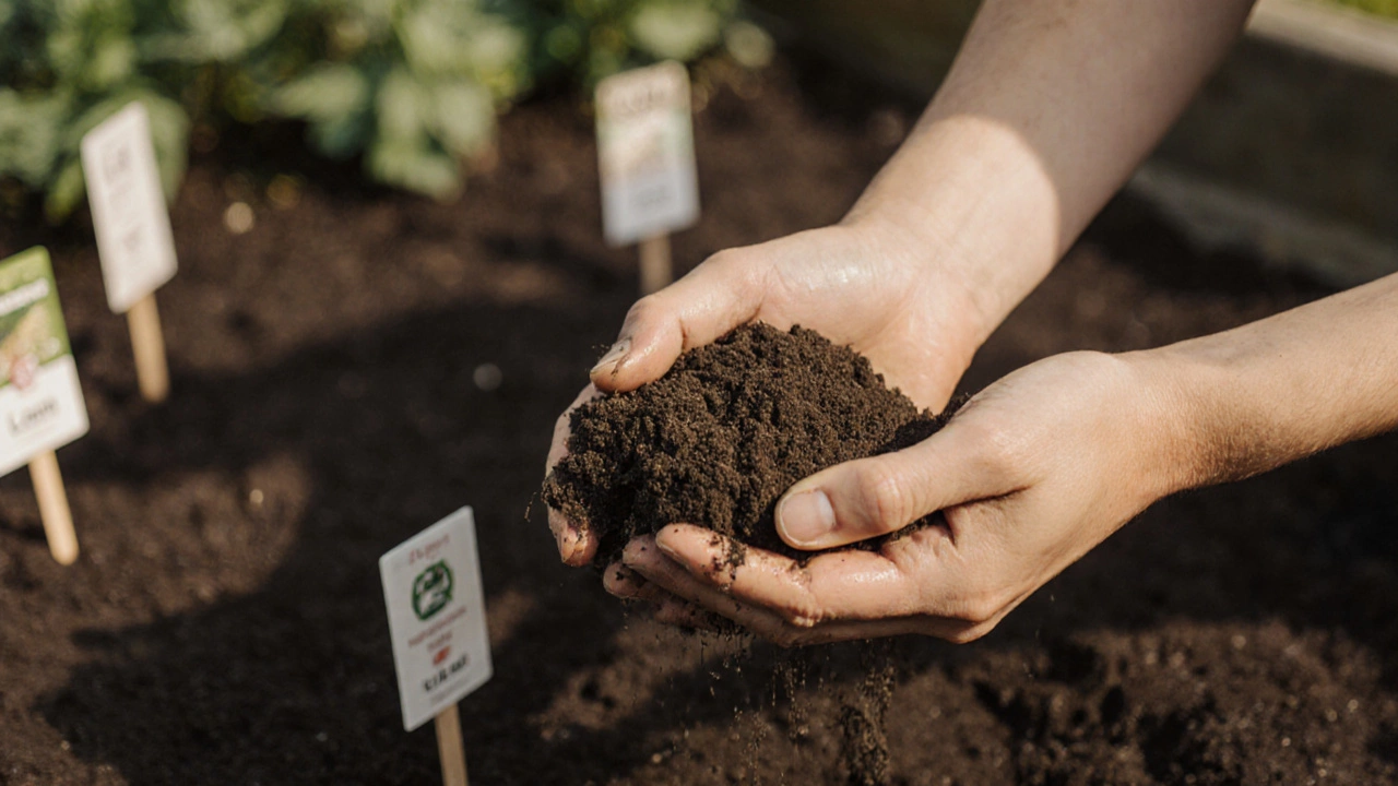 Руки проверяют текстуру почвы, исследуя, является ли она песчаной, глинистой или суглинистой.