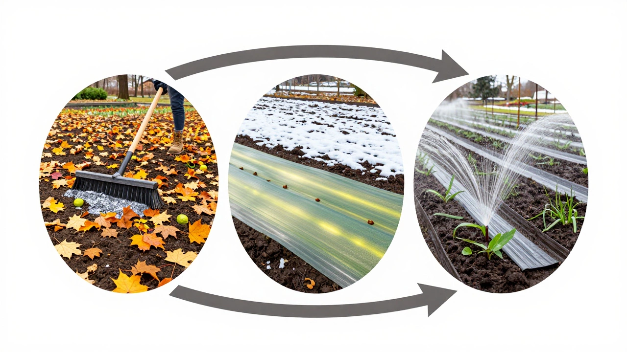 Цикл обработки земли: осень, зима, весна, лето — в одном кадре.