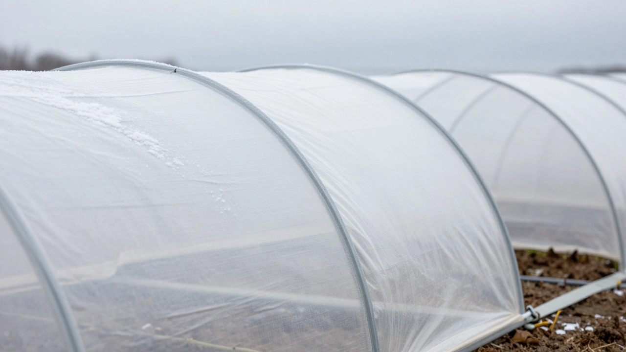 Белое агроволокно на дугах для укрытия растений