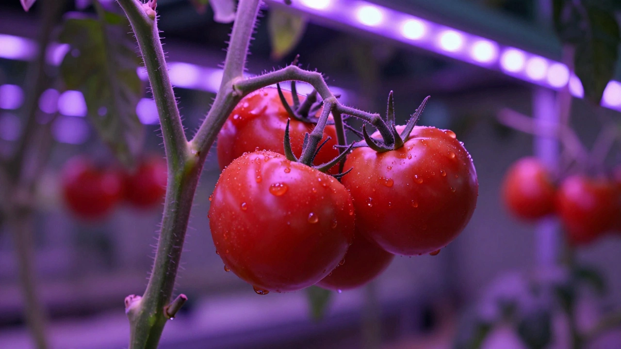 Томаты под искусственным освещением зимой.